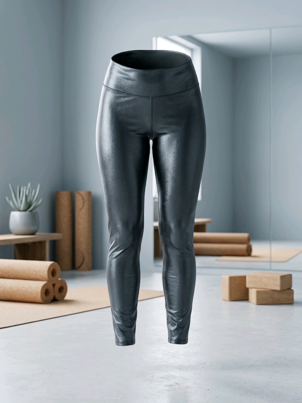 Amazon Women's High-Waist Faux Leather Leggings - Black - Waist 28